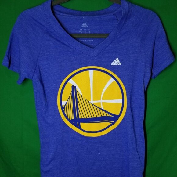 Golden State Warriors Tee Adidas Size M 2014 Blue V-Neck Curry Basketball NBA - Picture 1 of 9